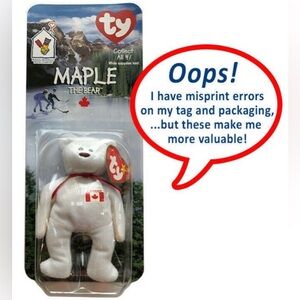 RARE collectable limited TY McDonald’s Maple Canada bear, new in box w/ errors